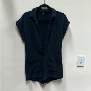 Black Button-Up Women's Romper